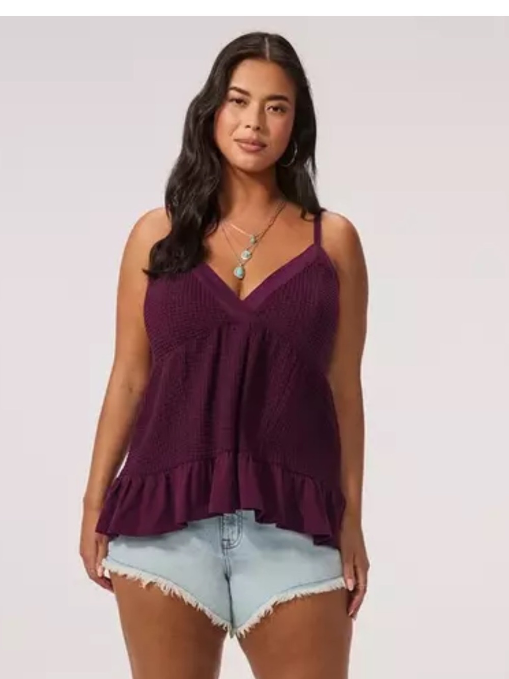 PLUS SIZE WAFFLE TANK - Picture 2 of 4